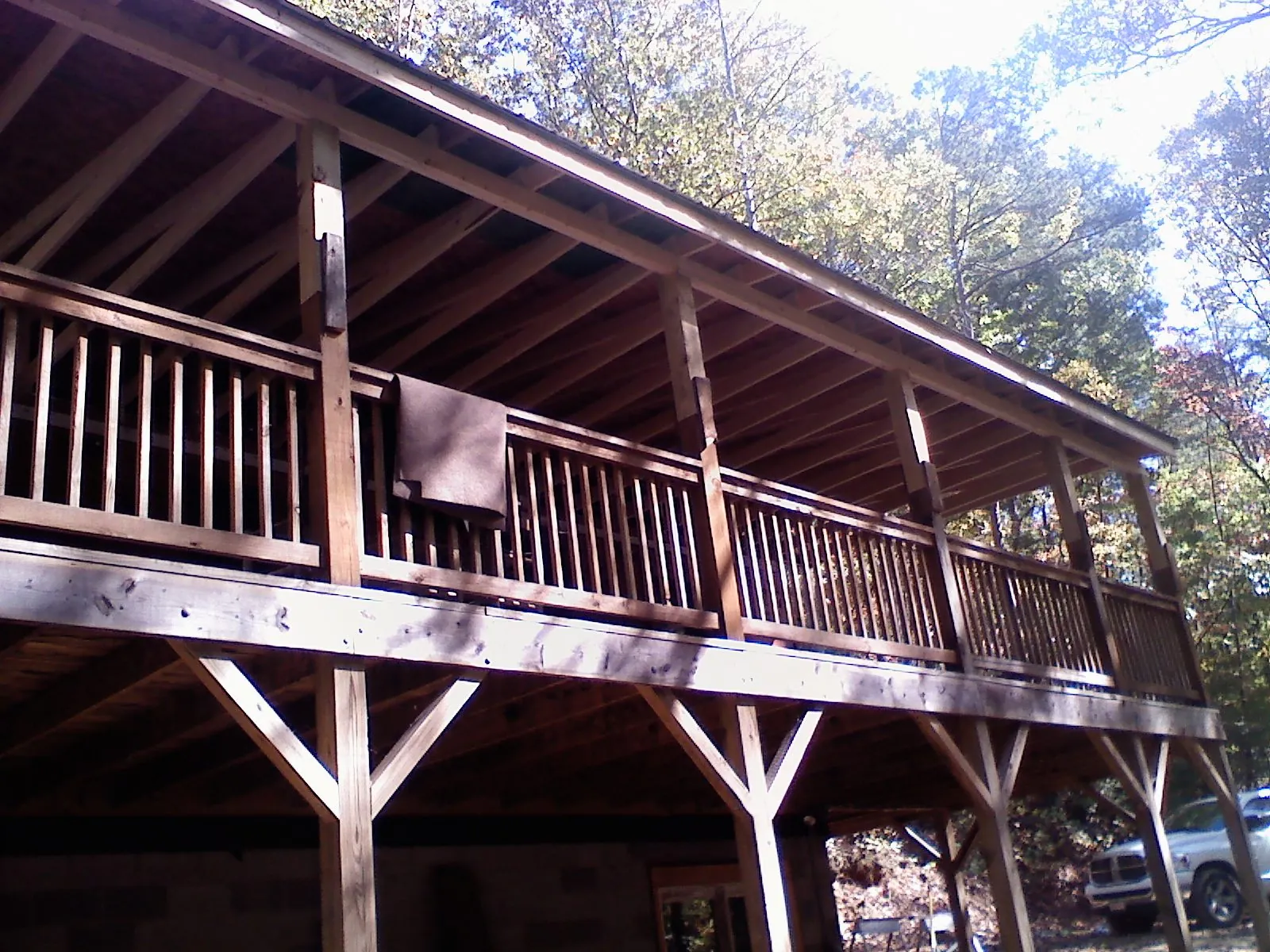 Timber framing under a new elevated porch and deck — Roof Leak Repair in Laurel by Roofing Brothers